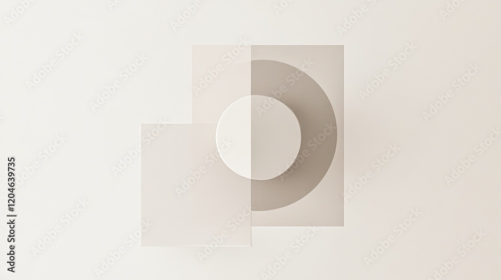 Fototapete abstract design featuring geometric shapes in neutral colors on a light background. generative ai