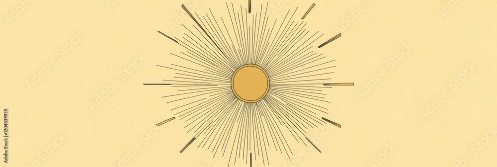 Poster Bright yellow sunburst design with radiating lines creating a striking visual effect. Generative AI