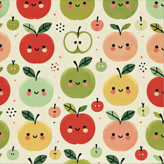 APPLES FRUIT BACKGROUND DESIGN PRINT IN VECTOR