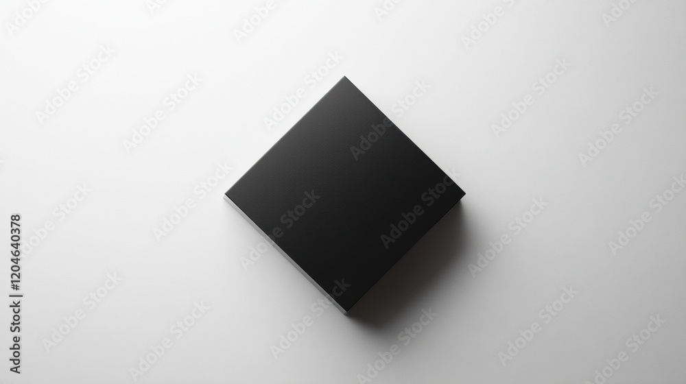 Poster simple black box placed on a clean white surface, inviting curiosity and imagination about its conte