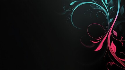 Abstract Floral Design In Teal And Pink Hues