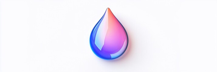Fototapeta premium Colorful droplet with gradient hues on a white background showcasing artistic design elements and reflections of light. Generative AI