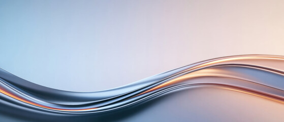 Sleek silver curves create futuristic, minimalist design with soft gradients