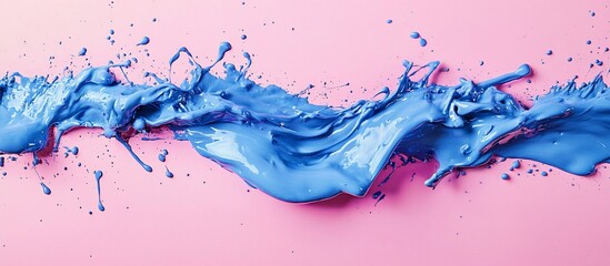 Dynamic Blue Paint Splash on Pink Background: A Vibrant Abstract Composition
