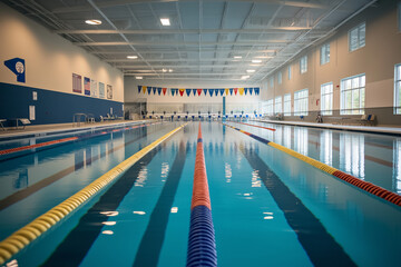 Swimming Pool Lanes Marked for an Upcoming Race - Ready for Competitive Action