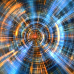 Abstract Futuristic Circular Light Rays Tunnel