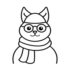 the cat line art with white background