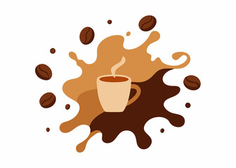 coffee cup and beans white background
