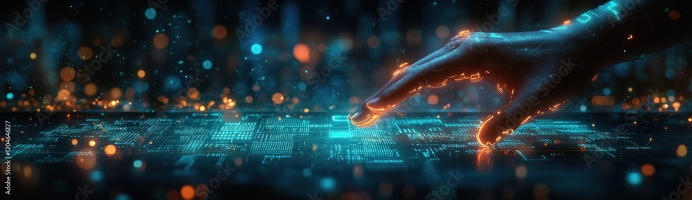 Aufkleber futuristic digital landscape ai technology interactive interfaces cloud computing