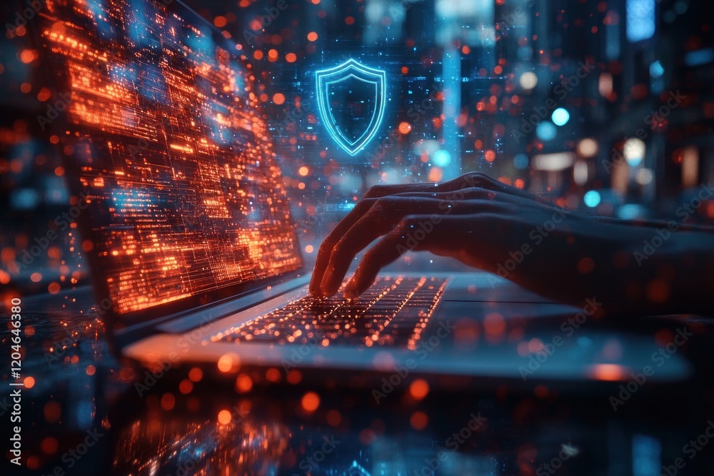 Aufkleber Cyber Security Data Protection Online Privacy Secure Access Encryption Laptop User Authentication