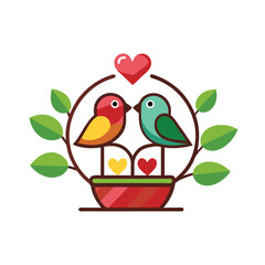 birds in a nest vector with white background