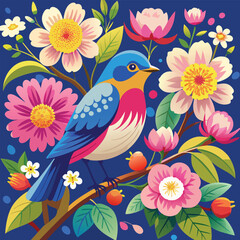 birds on the branch vector