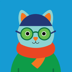 Cat cartoon with Sun Glass vector