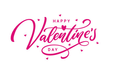 Valentines Day hand drawn calligraphy lettering on white background.