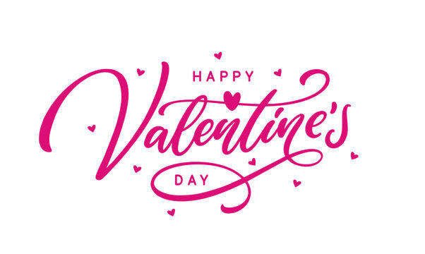 Valentines Day hand drawn calligraphy lettering on white background.