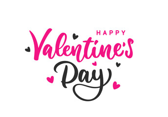 Happy Valentines day calligraphy text. Holiday hand lettering for banner, poster, card design.