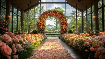 Fototapeta premium Romantic Peach Blossom Wedding Aisle