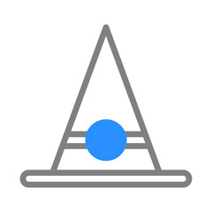 Witch hat icon.  Simple wizard hat graphic design.