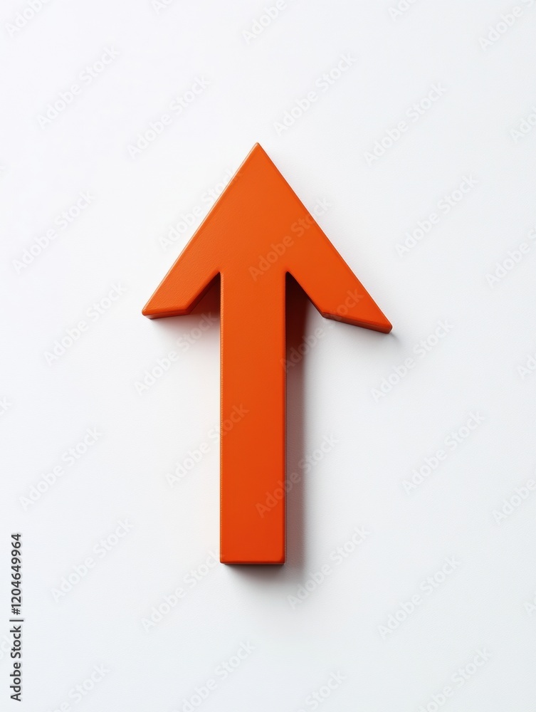 Aufkleber Bright orange arrow pointing upwards on a white background representing direction and guidance in design concepts. Generative AI