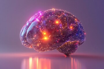 Concept of a Glowing Digital Brain Showcasing Advanced AI Intelligence With Intricate Circuits. Generative AI