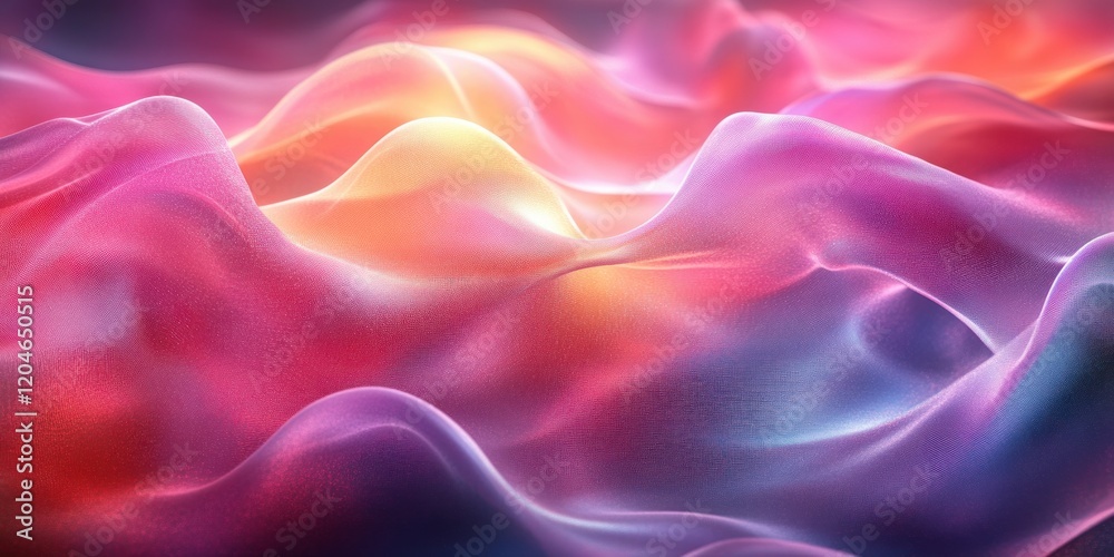 Aufkleber Shimmering Translucent Ribbons Abstract Background 3D Render