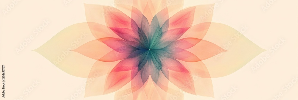 Poster Vibrant abstract floral design with soft colors creates a mesmerizing pattern that captivates the viewers attention. Generative AI