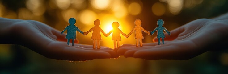 Inclusion Diversity Equality and Community Through Paper Cutout Figures Held in Hands