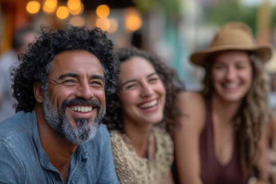 Community Gathering Brings Joy and Connection Among Diverse Friends in a Lively Outdoor Setting. Generative AI