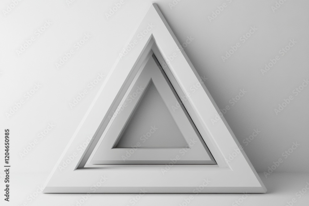Fototapete Three layered white triangles in a minimalist setting create a striking visual impact on the wall. Generative AI