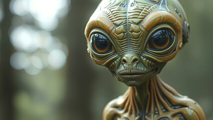 face of a statue of a alien