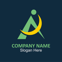Green yellow shapes form a company names design suitable for logos, branding, business cards, and stationery items. Ideal for corporate identity designs.