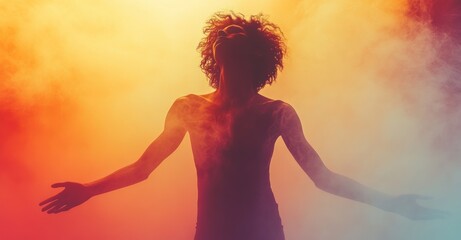 Confident Young Male Dancer in Silhouette Syncing with Music and Technology on Wireless Smartwatch