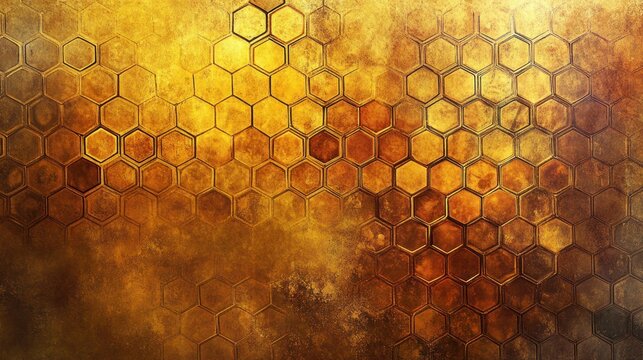 Golden Hexagonal Honeycomb Abstract Background Texture