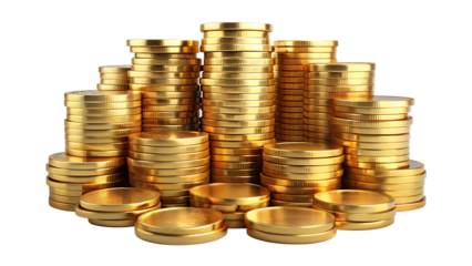 3d realistic money gold coin with transparent background