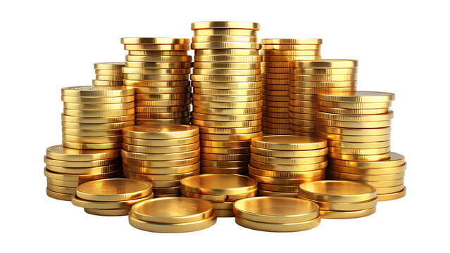 3d realistic money gold coin with transparent background