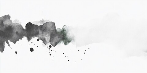 Abstract Watercolor Wash Background Grey Black Ink Splatters