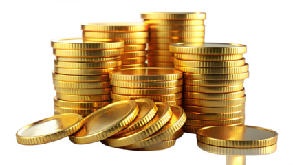 3d realistic money gold coin with transparent background