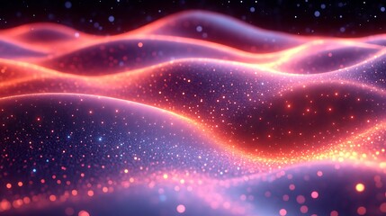 Obraz premium Abstract Glowing Waves of Sparkling Particles