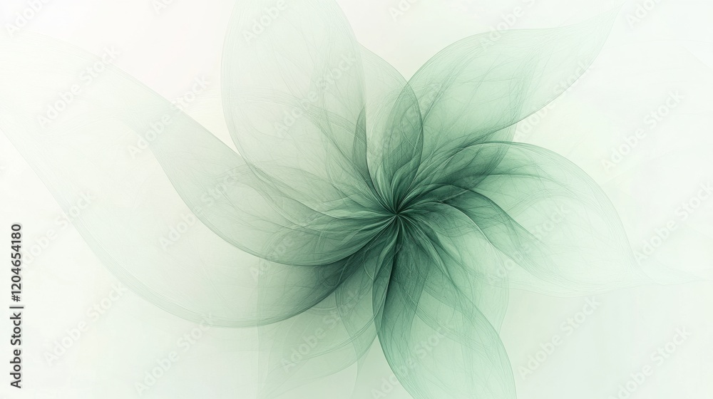 Poster soft green floral design creating a delicate and calming aesthetic in a minimalist setting. generati