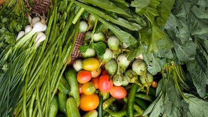 Fresh vegetables for cooking. Vegetables contain dietary fiber that helps cleanse the intestines.