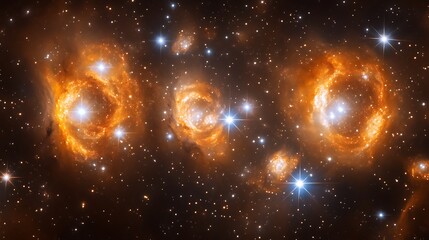 Obraz premium Three Celestial Rings Adorn a Starry Expanse