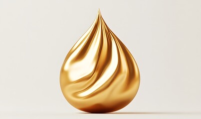 Fototapeta premium Abstract gold droplet, 3D render.