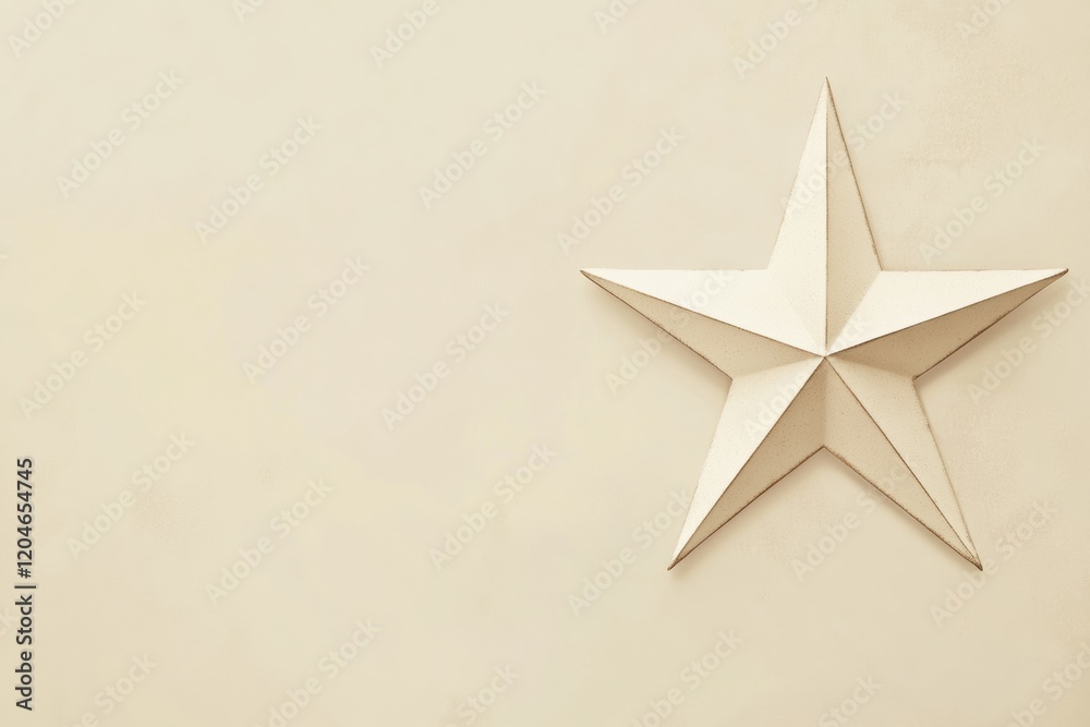 Poster crafted decorative star in minimalist style on light background. generative ai