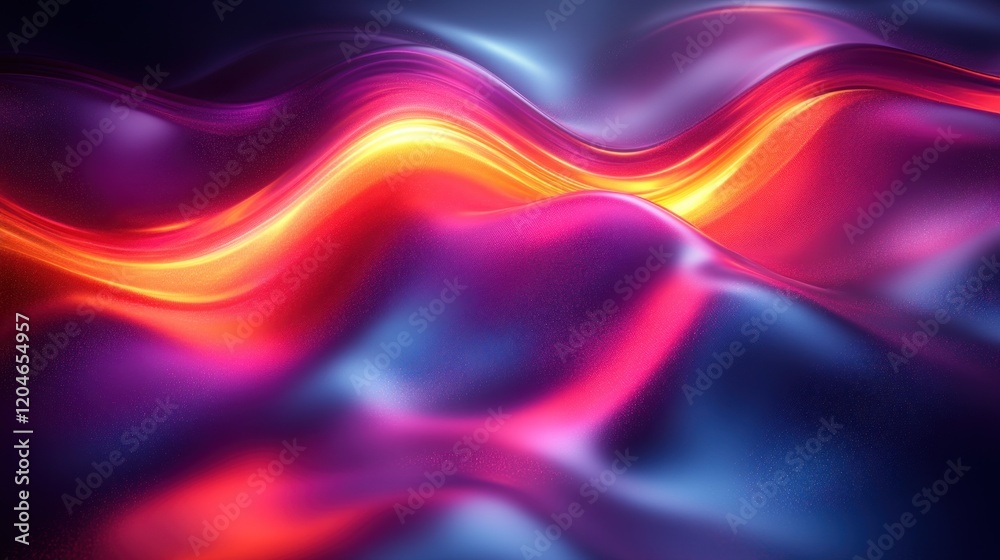 Leinwandbilder iridescent abstract futuristic design with smooth metallic curves and neon lighting on dark backgrou