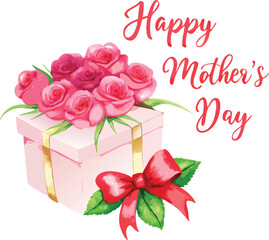 gift box with roses vector with mother day
