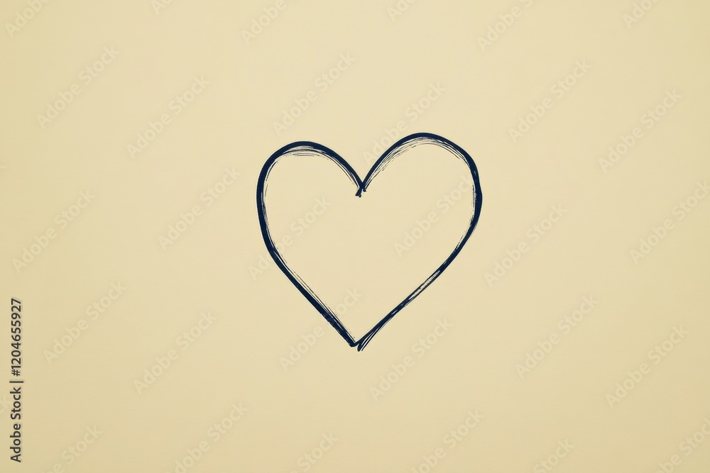 Aufkleber Simple hand drawn heart symbol on a soft neutral background showing creativity and warmth in a minimalist design. Generative AI