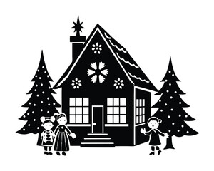 Obraz premium christmas tree with gifts vector and snowman