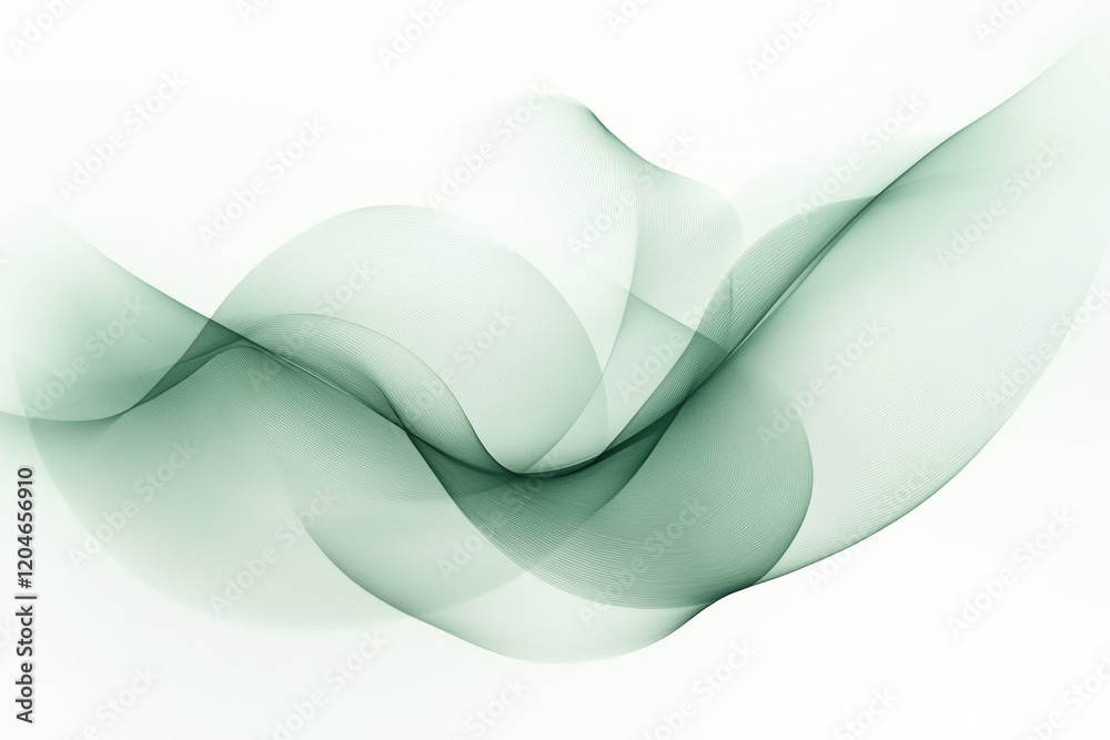 Poster Fluid green waves create an elegant abstract design for calming visual impact in modern decor settings. Generative AI