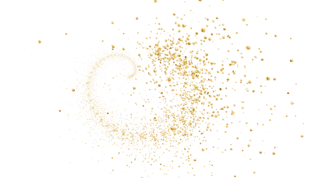 光り輝く金の粒子が飛び散る