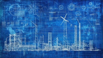 Urban sustainability blueprint aerial view of renewable energy infrastructure